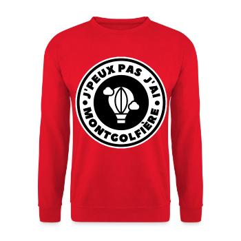 Ich kann keinen Heißluftballon haben - Unisex Pullover - Rot - Vorne - Alina (178cm) & Michal (187cm)