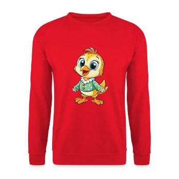 Dotterel Niedliche Zeichentrickfigur Kawaii Clipart - Unisex Pullover - Rot - Vorne - Alina (178cm) & Michal (187cm)