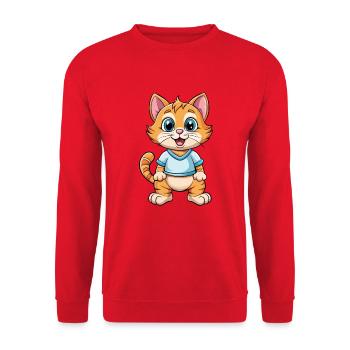 Kitten Cute Cartoon Character Kawaii Clipart - Unisex Sweatshirt - red - Front - Alina (178cm) & Michal (187cm)