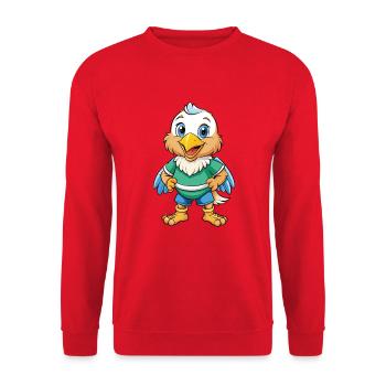 Adler Niedliche Zeichentrickfigur Kawaii Clipart - Unisex Pullover - Rot - Vorne - Alina (178cm) & Michal (187cm)