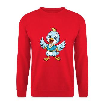 Taube Niedliche Zeichentrickfigur Kawaii Clipart - Unisex Pullover - Rot - Vorne - Alina (178cm) & Michal (187cm)