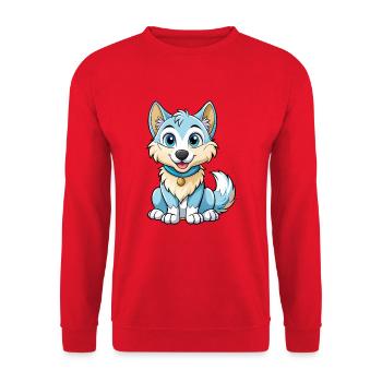 Arctic Wolf Cute Cartoon Character Kawaii Clipart - Unisex Sweatshirt - red - Front - Alina (178cm) & Michal (187cm)