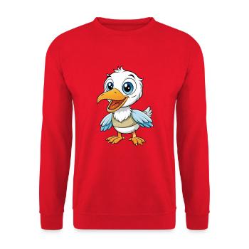 Albatross Cute Cartoon Character Kawaii Clipart - Unisex Sweatshirt - red - Front - Alina (178cm) & Michal (187cm)