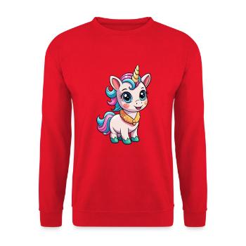 Licorne mignon personnage de dessin animé Kawaii Clipart - Sweat-shirt Unisexe - rouge - Devant - Alina (178cm) & Michal (187cm)