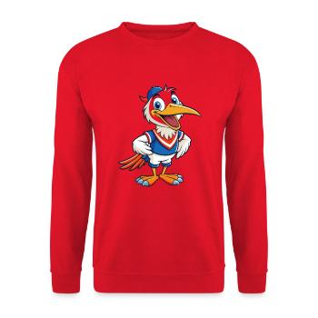 Cigogne mignon personnage de dessin animé Kawaii Clipart - Sweat-shirt Unisexe - rouge - Devant - Alina (178cm) & Michal (187cm)