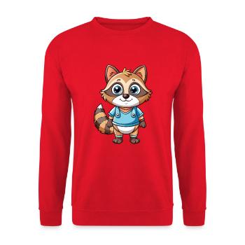Raccoon Cute Cartoon Character Kawaii Clipart - Unisex Sweatshirt - red - Front - Alina (178cm) & Michal (187cm)