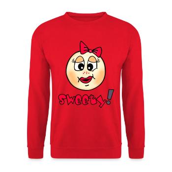 Cuddly smileys with heart recognition - Unisex Sweatshirt - red - Front - Alina (178cm) & Michal (187cm)