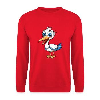 Cigogne mignon personnage de dessin animé Kawaii Clipart - Sweat-shirt Unisexe - rouge - Devant - Alina (178cm) & Michal (187cm)