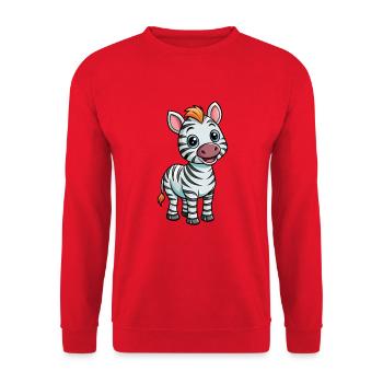 Zebra Cute Cartoon Character Kawaii Clipart - Unisex Sweatshirt - red - Front - Alina (178cm) & Michal (187cm)