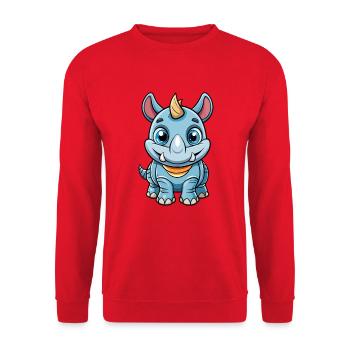 Rhino Cute Cartoon Character Kawaii Clipart - Unisex Sweatshirt - red - Front - Alina (178cm) & Michal (187cm)