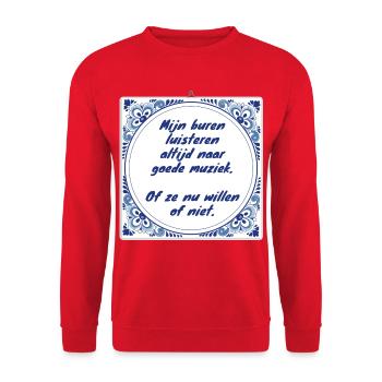 Les voisins écoutent toujours de la bonne musique # - Sweat-shirt Unisexe - rouge - Devant - Alina (178cm) & Michal (187cm)