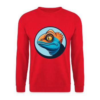 Chameleon Cute Kawaii Cartoon Animal Pet Logo - Unisex Sweatshirt - red - Front - Alina (178cm) & Michal (187cm)