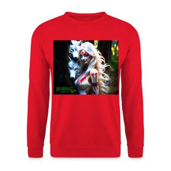 Whigt Wolf and Mytologie Girl - Unisex Sweatshirt - red - Front - Alina (178cm) & Michal (187cm)