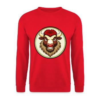 Bison Colorful Kawaii Cartoon Character Clipart - Unisex Sweatshirt - red - Front - Alina (178cm) & Michal (187cm)