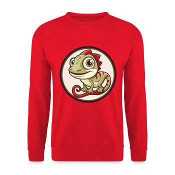 Chameleon Colorful Kawaii Cartoon Character Pet - Unisex Sweatshirt - red - Front - Alina (178cm) & Michal (187cm)