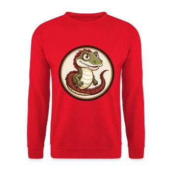 Basilisk Colorful Kawaii Cartoon Character Clipart - Unisex Sweatshirt - red - Front - Alina (178cm) & Michal (187cm)