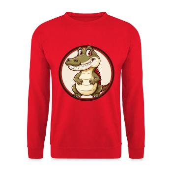 Krokodil Bunt Kawaii Cartoon Charakter Haustier - Unisex Pullover - Rot - Vorne - Alina (178cm) & Michal (187cm)