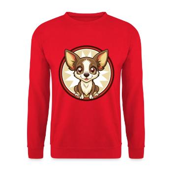 Chihuahua Dog Colorful Kawaii Cartoon Clipart Pet - Unisex Sweatshirt - red - Front - Alina (178cm) & Michal (187cm)