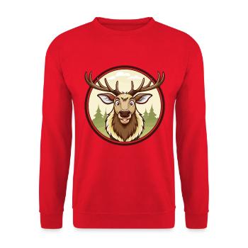 Elch Bunt Kawaii Cartoon Figur Clipart Haustier - Unisex Pullover - Rot - Vorne - Alina (178cm) & Michal (187cm)