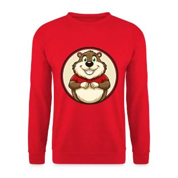 Murmeltier Bunte Kawaii Cartoon Figur Haustier - Unisex Pullover - Rot - Vorne - Alina (178cm) & Michal (187cm)