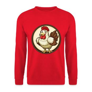 Henne Bunte Kawaii Cartoon Figur Clipart Haustier - Unisex Pullover - Rot - Vorne - Alina (178cm) & Michal (187cm)