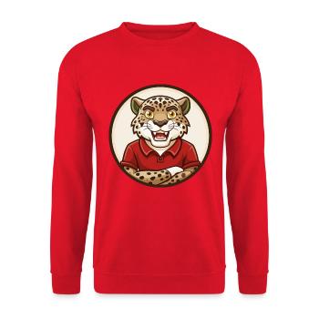 Jaguar Colorful Kawaii Cartoon Character Clipart - Unisex Sweatshirt - red - Front - Alina (178cm) & Michal (187cm)