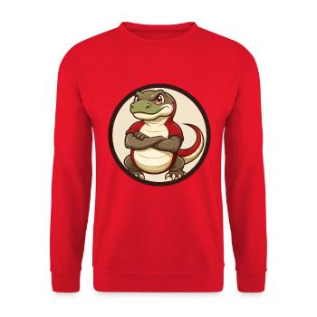 Komodo Dragon Colorful Kawaii Cartoon Clipart Pet - Unisex Sweatshirt - red - Front - Alina (178cm) & Michal (187cm)