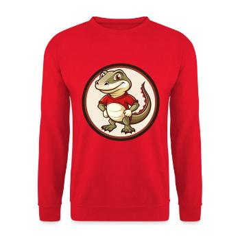 Lizard Colorful Kawaii Cartoon Character Clipart - Unisex Sweatshirt - red - Front - Alina (178cm) & Michal (187cm)