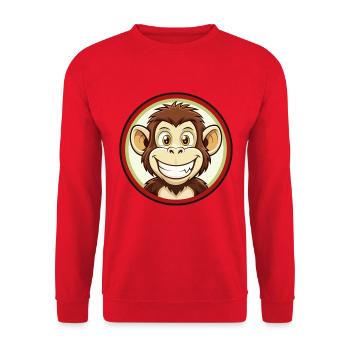 Monkey Colorful Kawaii Cartoon Character Clipart - Unisex Sweatshirt - red - Front - Alina (178cm) & Michal (187cm)