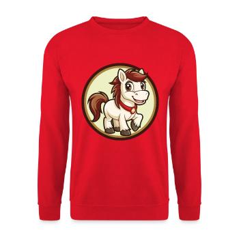 Pony Bunt Kawaii Cartoon Charakter Clipart Haustier - Unisex Pullover - Rot - Vorne - Alina (178cm) & Michal (187cm)