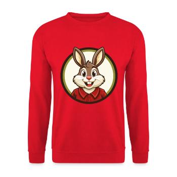 Rabbit Colorful Kawaii Cartoon Character Clipart - Unisex Sweatshirt - red - Front - Alina (178cm) & Michal (187cm)