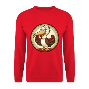 Pélican coloré Kawaii Dessin animé Clipart - Sweat-shirt Unisexe - rouge - Devant - Alina (178cm) & Michal (187cm)