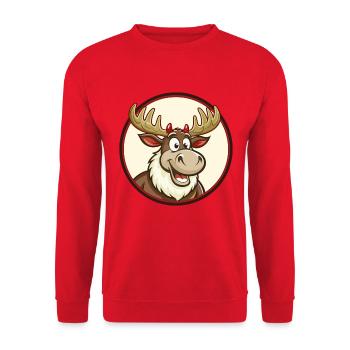 Moose Colorful Kawaii Cartoon Character Clipart - Unisex Sweatshirt - red - Front - Alina (178cm) & Michal (187cm)