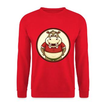 Nilpferd Bunte Kawaii Cartoon Figur Clipart - Unisex Pullover - Rot - Vorne - Alina (178cm) & Michal (187cm)