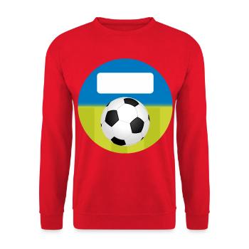 Schulaufkleber rund - Fußball blau grün  - Unisex Pullover - Rot - Vorne - Alina (178cm) & Michal (187cm)