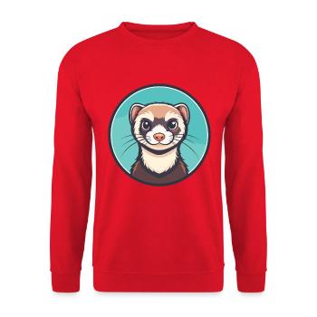 Ferret Kawaii Cartoon Character Animal Pet Face - Unisex Sweatshirt - red - Front - Alina (178cm) & Michal (187cm)