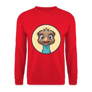 Emu Kawaii Cartoon Character Animal Pet Face - Unisex Sweatshirt - red - Front - Alina (178cm) & Michal (187cm)