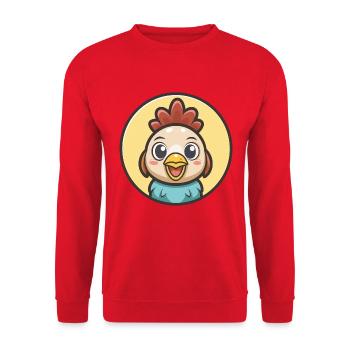 Chicken Kawaii Cartoon Character Animal Pet Face - Unisex Sweatshirt - red - Front - Alina (178cm) & Michal (187cm)