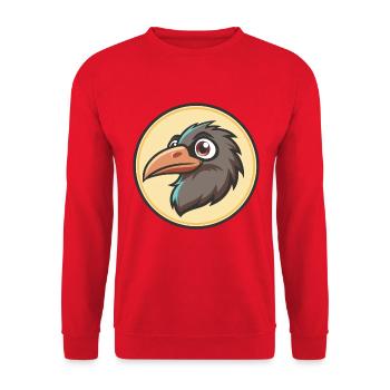 Raven Kawaii Cartoon Character Animal Pet Face - Unisex Sweatshirt - red - Front - Alina (178cm) & Michal (187cm)