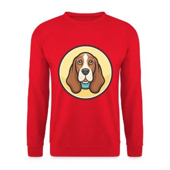 Basset Artesien Normand Dog Breed Cartoon Kawaii - Unisex Sweatshirt - red - Front - Alina (178cm) & Michal (187cm)
