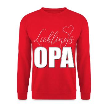 Lieblings Opa Lieblingsopa mit Herz - Unisex Pullover - Rot - Vorne - Alina (178cm) & Michal (187cm)