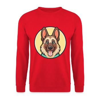 German Shepherd Dog Breed Cartoon Kawaii Clipart - Unisex Sweatshirt - red - Front - Alina (178cm) & Michal (187cm)