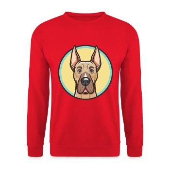 Deutsche Dogge Hunderasse Cartoon Kawaii Clipart Tier - Unisex Pullover - Rot - Vorne - Alina (178cm) & Michal (187cm)
