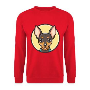 Miniatur Pinscher Hunderasse Cartoon Kawaii - Unisex Pullover - Rot - Vorne - Alina (178cm) & Michal (187cm)