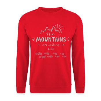 The mountains are calling - Hiking Camping Nature - Unisex Sweatshirt - red - Front - Alina (178cm) & Michal (187cm)