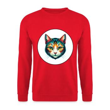 American Wirehair Cat Breed Cartoon Kawaii Animal - Unisex Sweatshirt - red - Front - Alina (178cm) & Michal (187cm)
