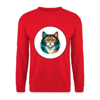 German Longhair Cat Breed Cartoon Kawaii Animal - Unisex Sweatshirt - red - Front - Alina (178cm) & Michal (187cm)