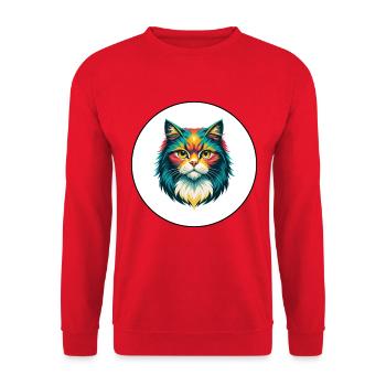Britische Langhaarkatze Rasse Karikatur Kawaii Tier - Unisex Pullover - Rot - Vorne - Alina (178cm) & Michal (187cm)
