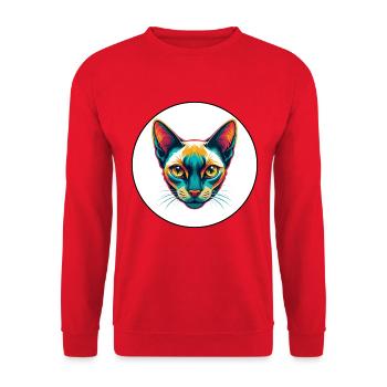 Chat tonkinois race dessin animé Kawaii animal de compagnie - Sweat-shirt Unisexe - rouge - Devant - Alina (178cm) & Michal (187cm)