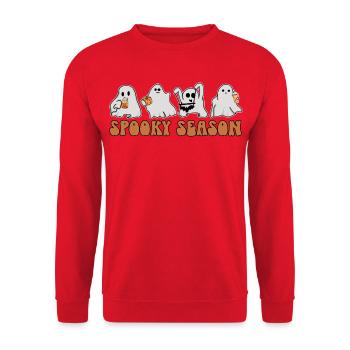Halloween Geister - Spooky Season - Unisex Pullover - Rot - Vorne - Alina (178cm) & Michal (187cm)